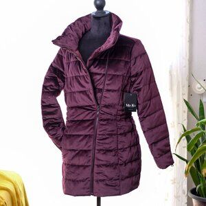 Burgandy Velvet Puffer Jacket Size M